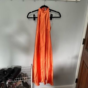 Bright orange high neck Bebe dress